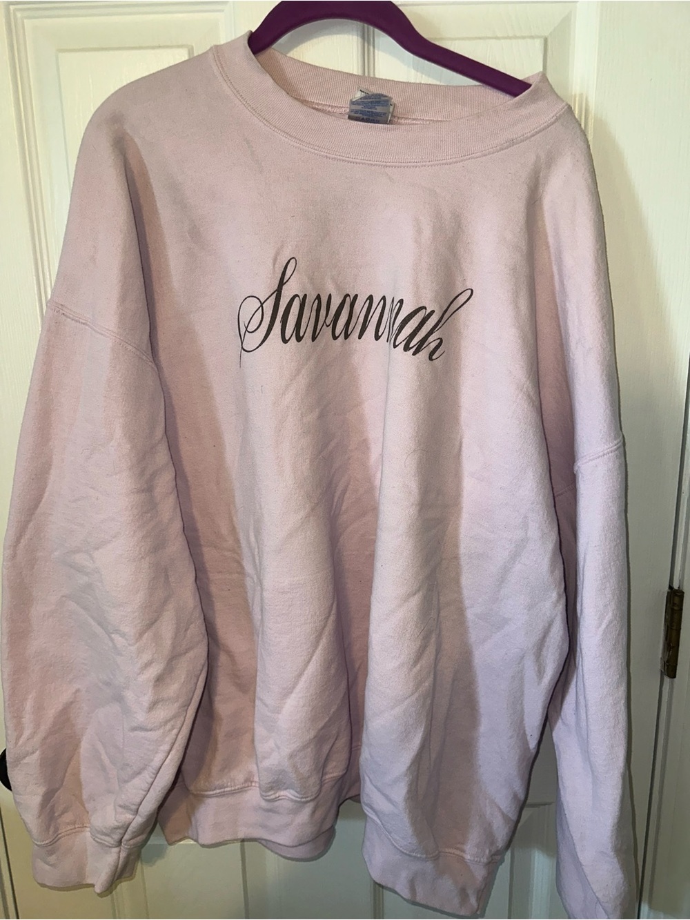 Gildan Pale Pink Savannah Script Crew Sweatshirt